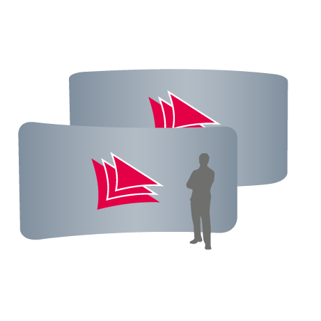 Textilwand ALU | 600er gebogen | beidseitig bedruckt